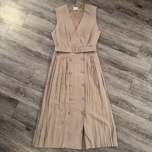 Laura Ashley Vintage Sleeveless Belted Pleat Dress